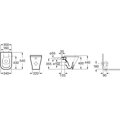 Roca Gap A347737000 miska wc stojąca bez kołnierza biały