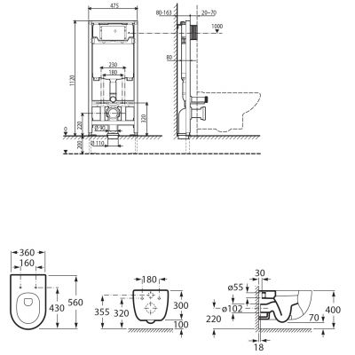 Roca Meridian A893104520 zestaw wc stelaż + miska + deska