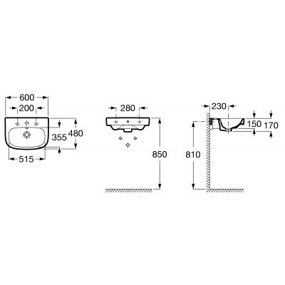 Roca Debba A325994000 umywalka 60x48 cm półokrągła ścienna biała