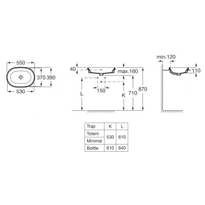 Roca Round A3270Y5S00 umywalka 55x39 cm owalna wpuszczana biała