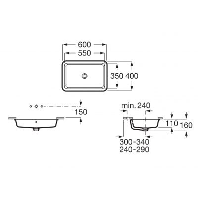 Roca Gap A3270YFS00 umywalka 55x35 cm prostokątna podblatowa biała