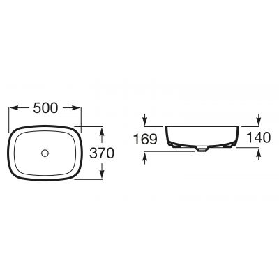 Roca Inspira A327500650 umywalka 50x37 cm prostokątna nablatowa brąz/beż