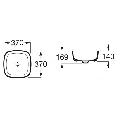 Roca Inspira A327502650 umywalka 37x37 cm kwadratowa nablatowa brąz/beż