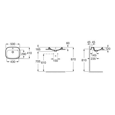 Roca Debba A32799M000 umywalka 51x41 cm prostokątna wpuszczana biała