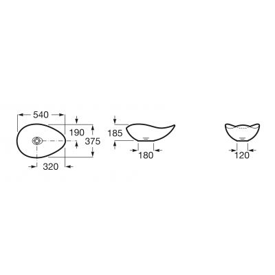 Roca Ohtake A327A13630 umywalka 54x37.5 cm nablatowa