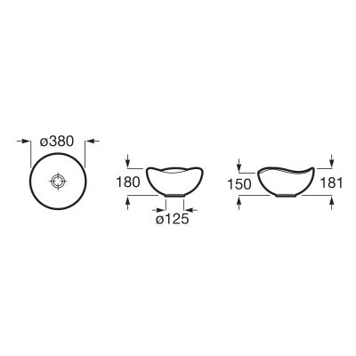 Roca Ohtake A327A15000 umywalka 38x38 cm nablatowa biała
