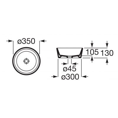 Roca Optica A327B15000 umywalka 35x35 cm okrągła nablatowa biała