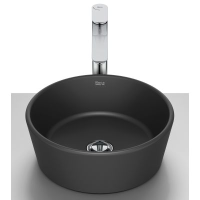 Roca Optica A327B15080 umywalka 35x35 cm okrągła nablatowa czarna