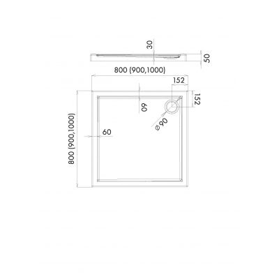 Schedpol Corrina 3061 brodzik kwadratowy 90x90 cm biały