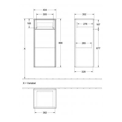 Villeroy & Boch Finero C53101DH szafka wisząca boczna 40x35 cm