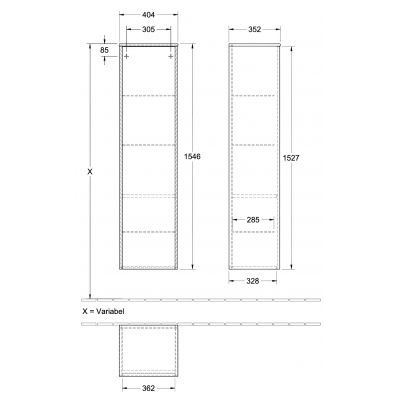 Villeroy & Boch Finero C53200DH szafka 40x35x155 cm boczna wisząca biała