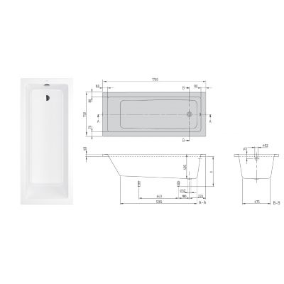 Villeroy & Boch Targa Plus UBA171NES2V01 wanna prostokątna 170x75 cm biała
