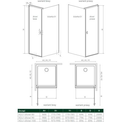 Radaway Nes Black KDJ 100220905401R drzwi prysznicowe