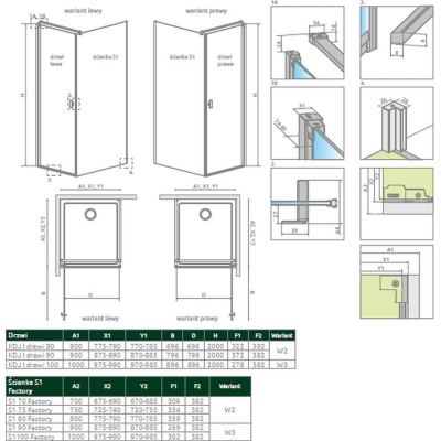 Radaway Nes Black KDJ 100220805455R drzwi prysznicowe