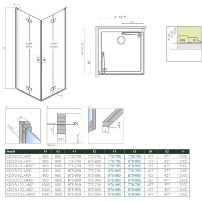 Zestaw Radaway 100240909901L, 100240909901R