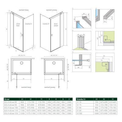 Radaway Nes Black KDJ 100321005401R drzwi prysznicowe