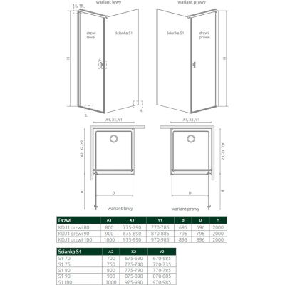Radaway Nes KDJ 100390800101 ścianka prysznicowa 80 cm