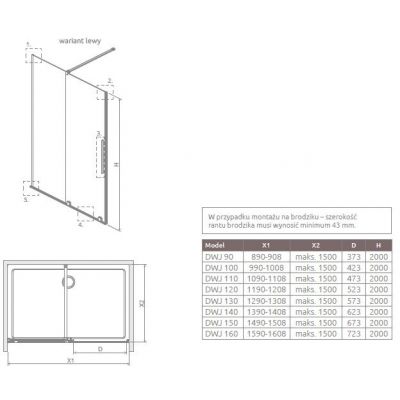 Zestaw Radaway Furo 101106300101 + Radaway Furo DWJ 101076720101L