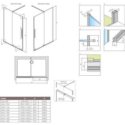 Radaway Furo 101104800101 ścianka prysznicowa 48 cm