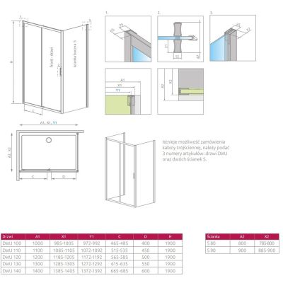 Radaway Alienta DWJ 102700900101 ścianka prysznicowa 90 cm