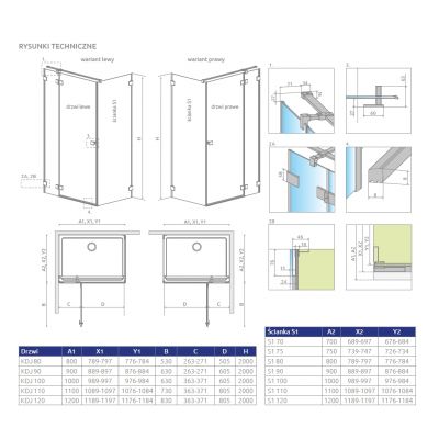 Radaway Essenza Pro KDJ 100980900101 ścianka prysznicowa 90 cm