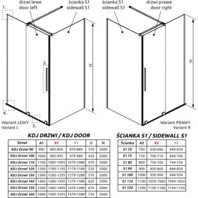 Zestaw Radaway Furo S1 101130900101 + Radaway Furo 101104800101 + Radaway Furo Gold KDJ 101045220901L
