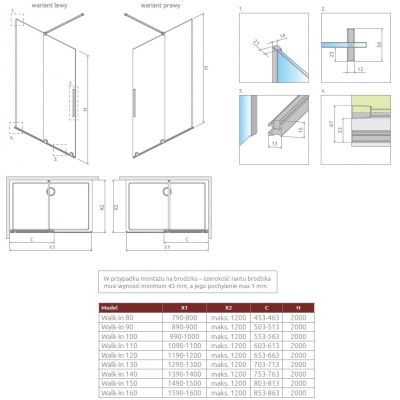 Radaway Furo 101064380101L drzwi prysznicowe rozsuwane