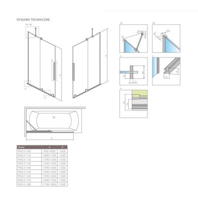 Radaway Furo PND II 101125940101 ścianka parawanu jednoczęściowy