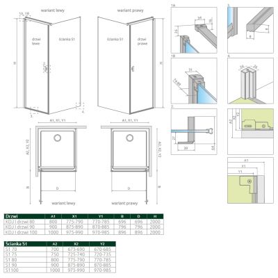 Radaway Nes KDJ I 100221000101R drzwi prysznicowe