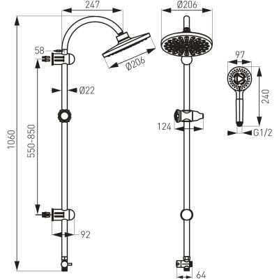Ferro Rondo NP21BL zestaw prysznicowy ścienny czarny