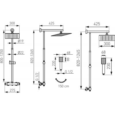 Ferro Trevi NP75SQTRV7U zestaw prysznicowy