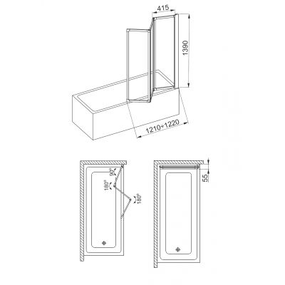 KFA Armatura Standard 17004010P parawan nawannowy trzyczęściowy