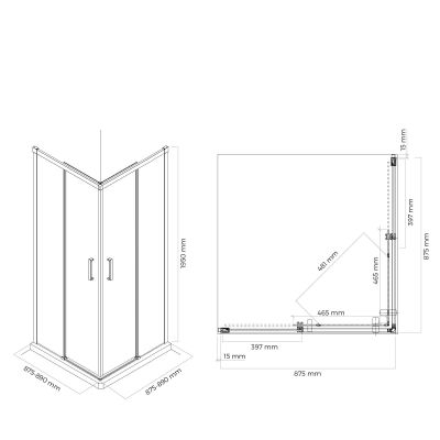Oltens Breda 20006300 kabina prysznicowa 90x90 cm kwadratowa czarny mat/szkło przezroczyste