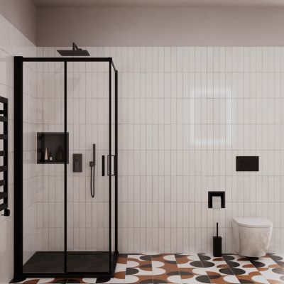 Oltens Bergytan 17101300 brodzik kwadratowy 90x90 cm czarny