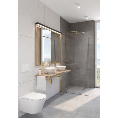 Oltens Boran 36503800 zestaw prysznicowy ścienny termostatyczny z deszczownicą złoty połysk