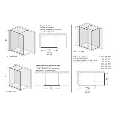 Roca District AMP716080M ścianka prysznicowa walk-in 80 cm /szkło przezroczyste