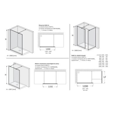 Roca District AMP718120M ścianka prysznicowa walk-in 120 cm /szkło przezroczyste