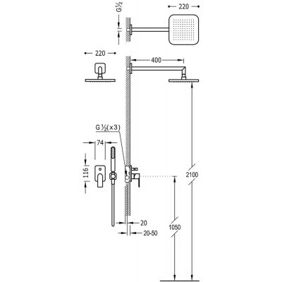 Tres Loft-Tres 20018002 zestaw prysznicowy
