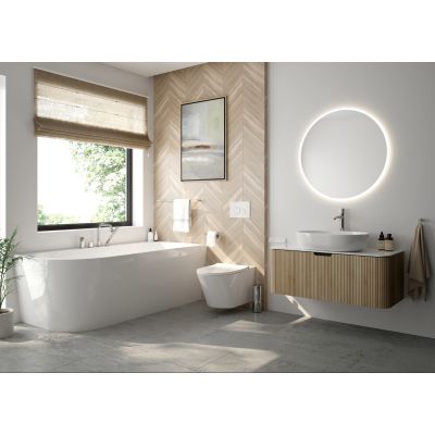 Oltens Hamnes 40820000 umywalka 60.5x41.5 cm owalna nablatowa biała