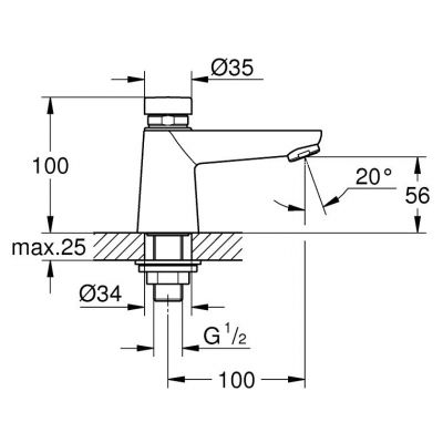 Grohe Euroeco 36265000 zawór umywalkowy stojąca ciśnieniowa starlight chrome