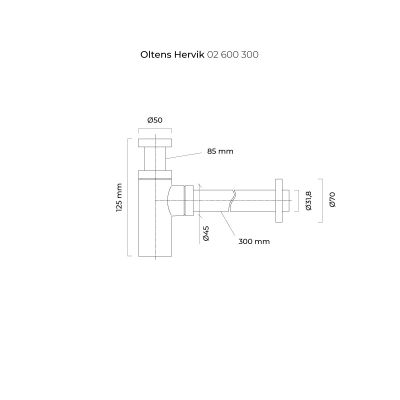 Oltens Hervik 02600300 syfon do umywalki butelkowy czarny mat