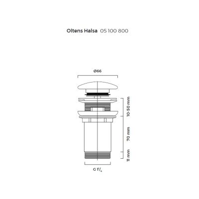 Oltens Halsa 05100800 korek do umywalki złoty połysk