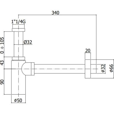 Paffoni Light ZACC240NO półsyfon umywalkowy