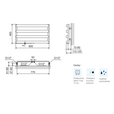 Excellent Meteor GREXMEW46BL grzejnik wannowy dekoracyjny 46x80 cm czarny
