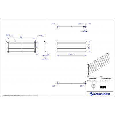 Instal Projekt Cover New COVHN10008VP grzejnik pokojowy 42.1x100 cm podłączenie dolne