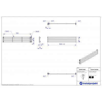 Instal Projekt Cover New COVHN16006VL grzejnik pokojowy 31.5x160 cm podłączenie dolne