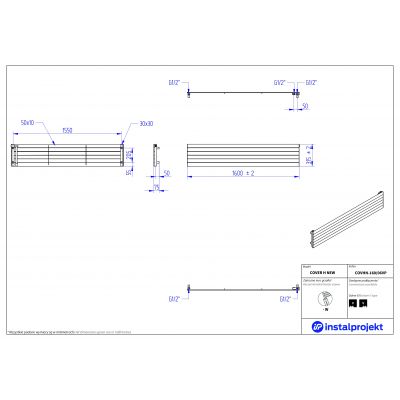 Instal Projekt Cover New COVHN16006VP grzejnik pokojowy 31.5x160 cm podłączenie dolne