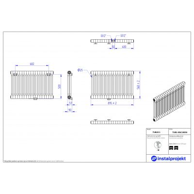 Instal Projekt Tubus 2 TUB205019D50 grzejnik pokojowy 56.8x89.5 cm podłączenie dolne