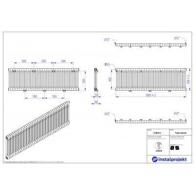 Instal Projekt Tubus 2 TUB205039 grzejnik pokojowy 56.8x180.5 cm podłączenie boczne biały