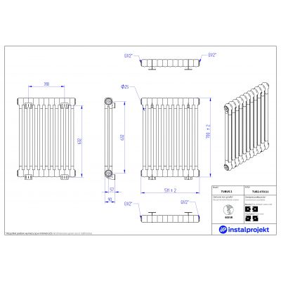 Instal Projekt Tubus 2 TUB207011 grzejnik pokojowy 70x53.1 cm podłączenie boczne